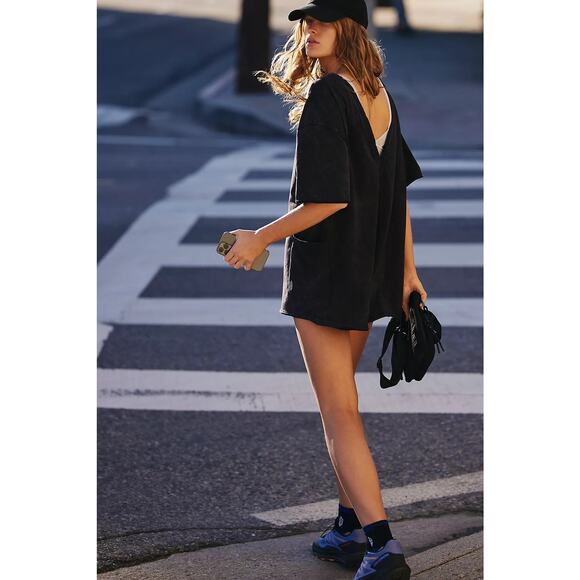 Free People Movement Hot Shot Tee Romper in Black Size XL - Picture 3 of 14